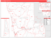Grays Harbor County Wall Map Red Line Style